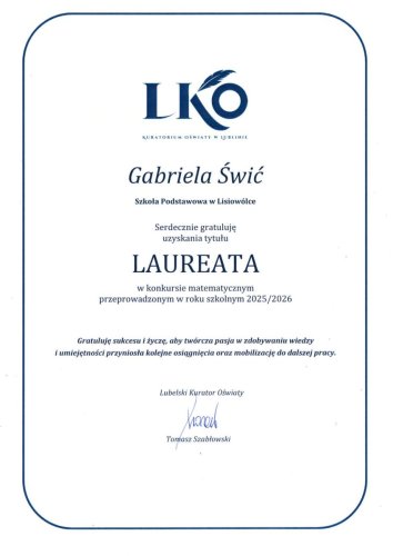 Laureatka Konkursów Kuratoryjnych