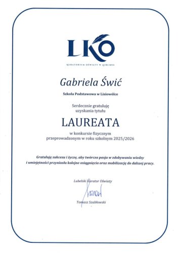 Laureatka Konkursów Kuratoryjnych